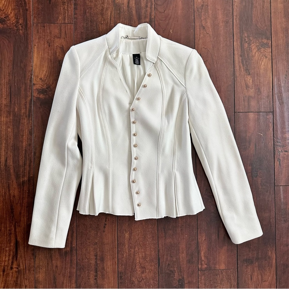 White House | Black Market Ecru Stand Boudoir Jacket 0